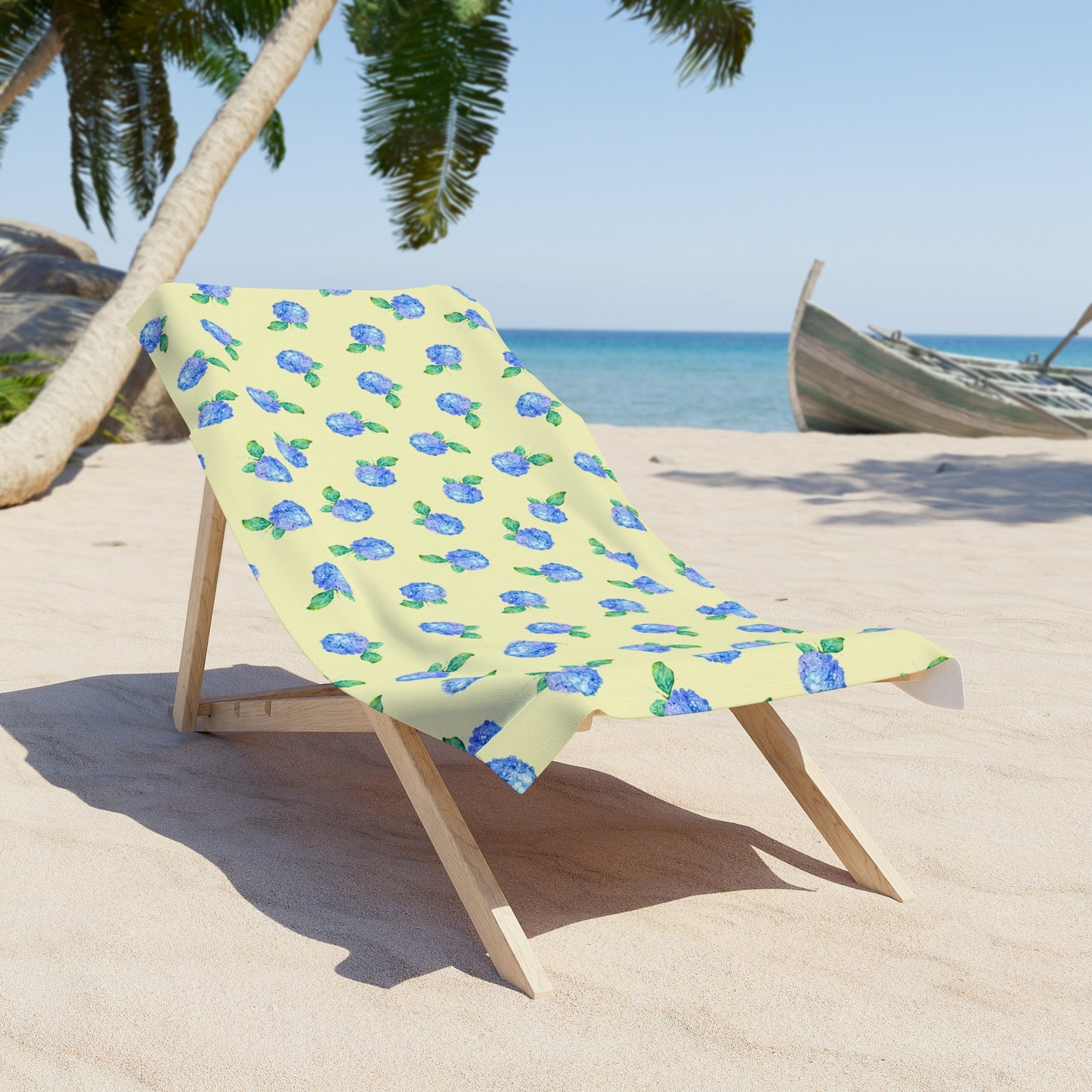 Hydrangea Blossom Beach Towel — Blue Floral Summer Towels