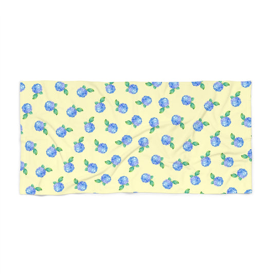 Hydrangea Blossom Beach Towel — Blue Floral Summer Towels