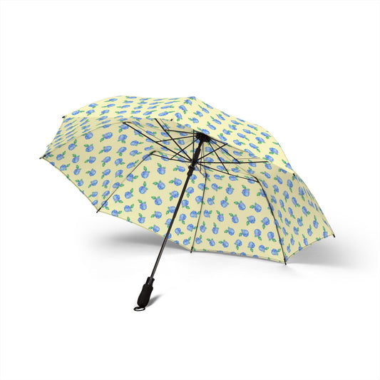 Foldable Umbrella — Blue Hydrangea Floral Semi‑Automatic Travel Umbrella
