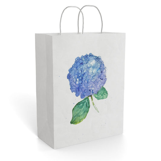 Hydrangea Watercolor Paper Gift Bag — Floral Gift Bag for Weddings, Mother’s Day & Spring